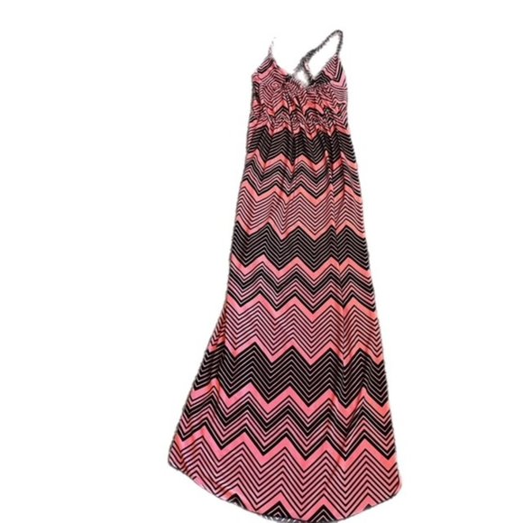Pink and black High Low Maxi Dress Adjustable straps - Picture 2 of 5